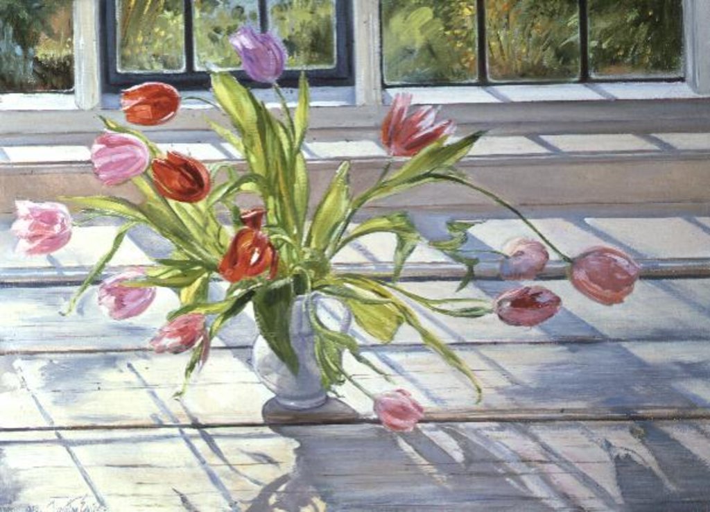 Detail of Tulips in the Evening Light, 1990 by Timothy Easton