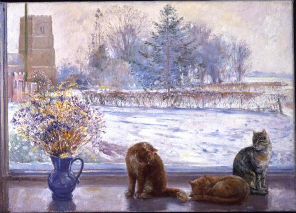 Detail of Winter Prospect with Cats by Timothy Easton