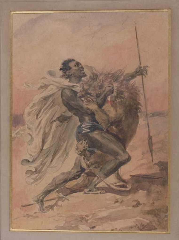 Detail of Struggle between a Warrior and a Lion by Alexandre Colin