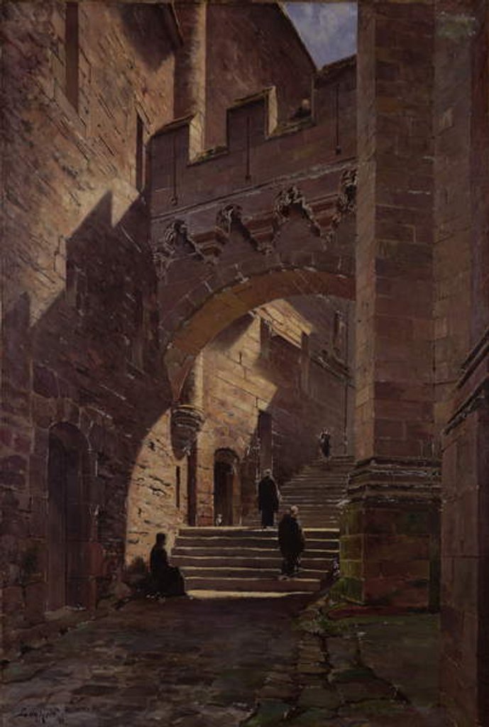 Detail of Mont Saint-Michel, Fortified gate in the Abbey, 1881 by Emmanuel Lansyer