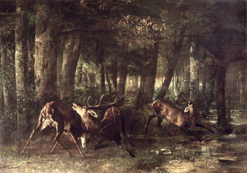 Detail of Spring, Stags Fighting, 1861 by Gustave Courbet