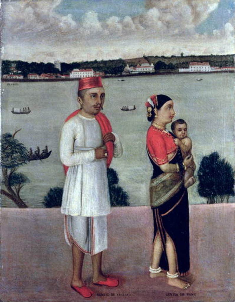 Detail of Young Man of Angraca with a Young Woman and Baby from Pano, Goa School by Indian School