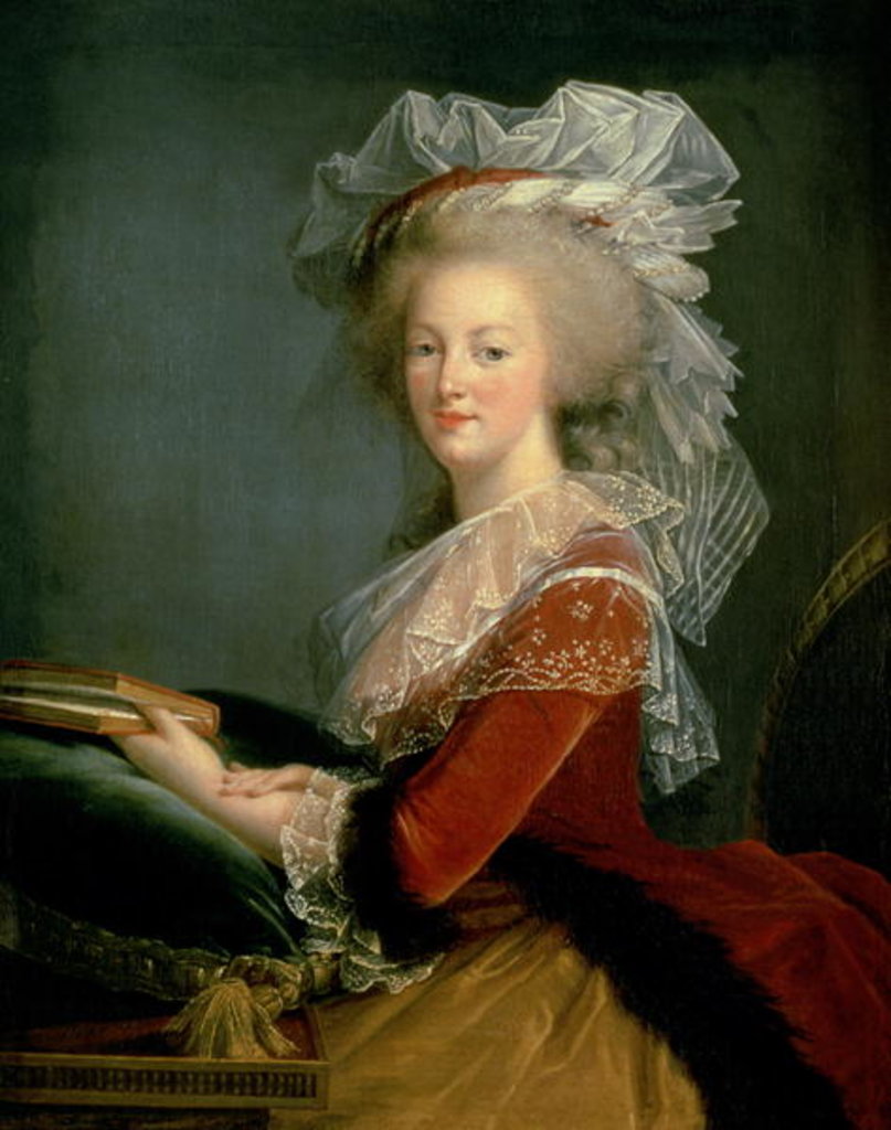 Detail of Portrait of Marie Antoinette by Elisabeth Louise Vigee-Lebrun