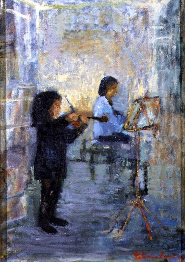 Detail of Hayley and Her Violin, 1997 by Patricia Espir