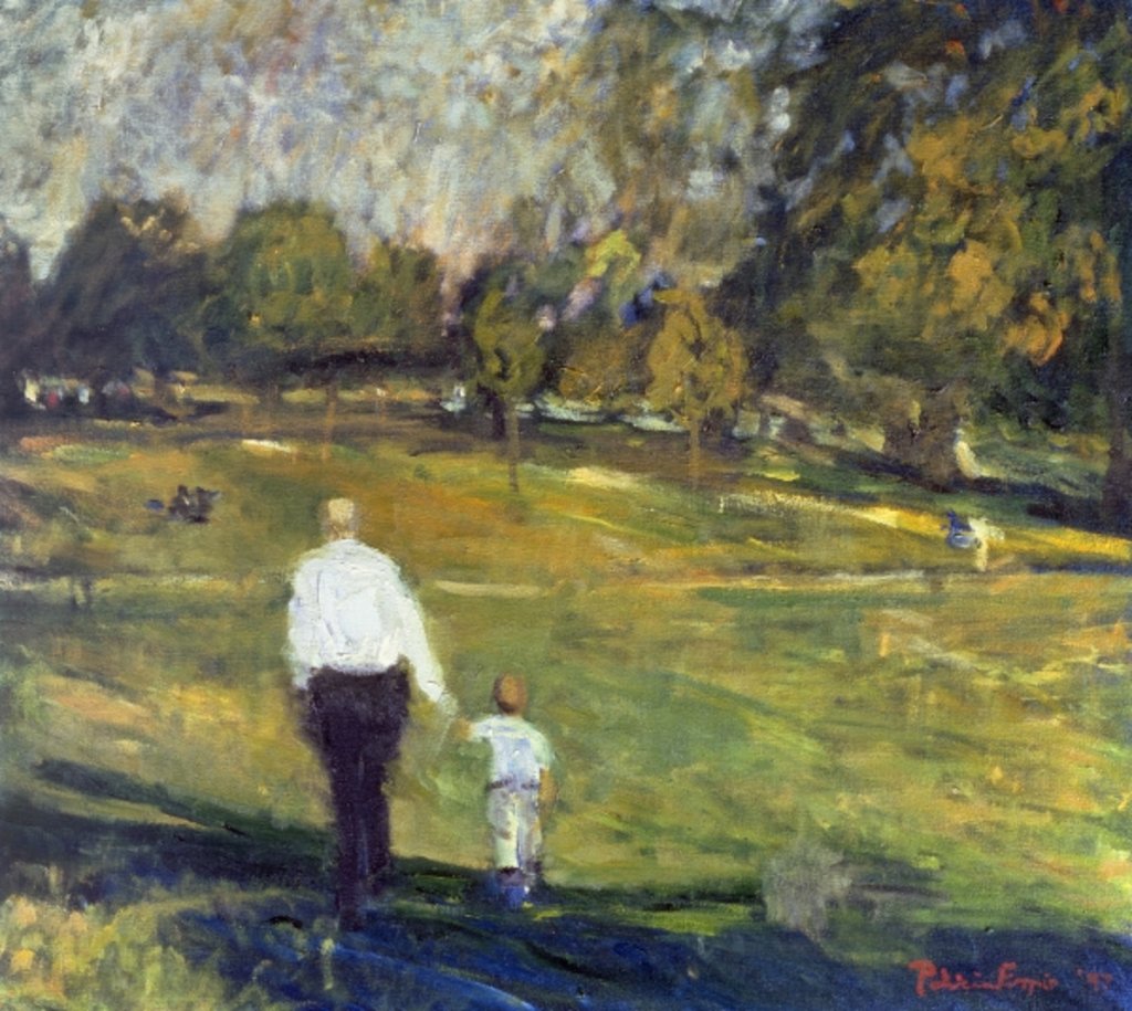 Detail of Grandfather and Grandson, 1997 by Patricia Espir