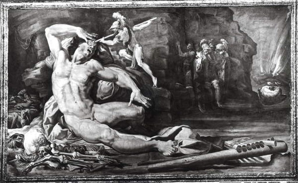 Detail of Ulysses Blinding Polyphemus the Cyclops, frieze representing scenes from the Quests of Ulysses by Pellegrino Tibaldi