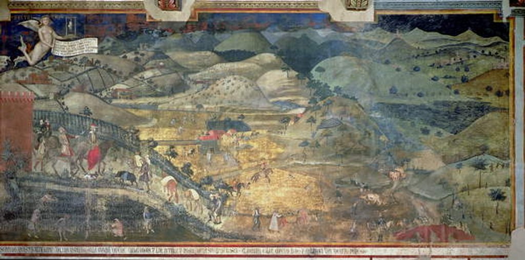 Detail of Effects of Good Government in the Countryside, 1388-40 by Ambrogio Lorenzetti
