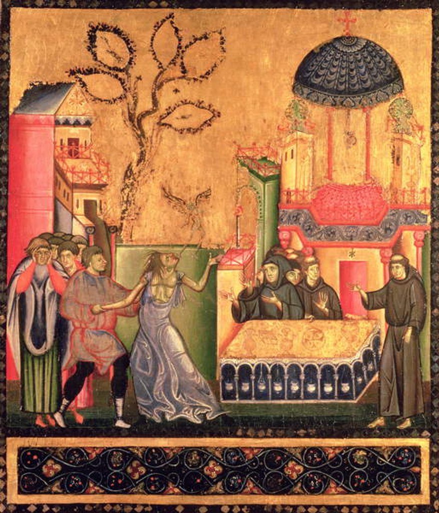 Detail of The Altarpiece of St. Francis, detail depicting the Miracle of the Possessed Woman by Giunta Pisano