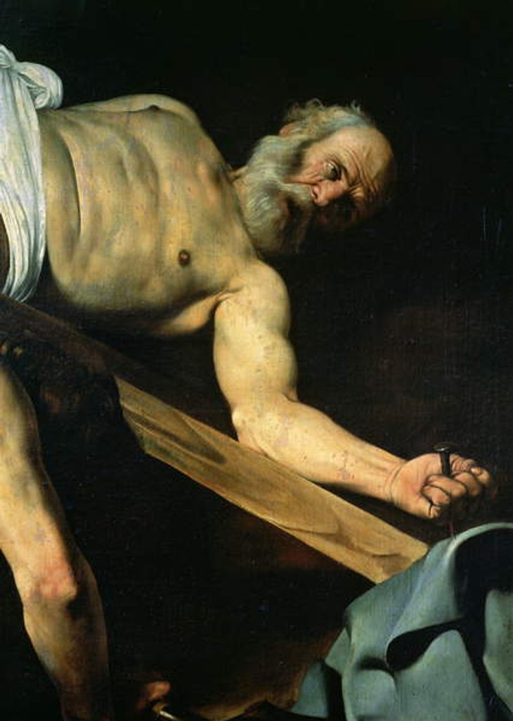 Detail of The Crucifixion of St. Peter, detail of St. Peter, 1600-01 by Michelangelo Merisi da Caravaggio
