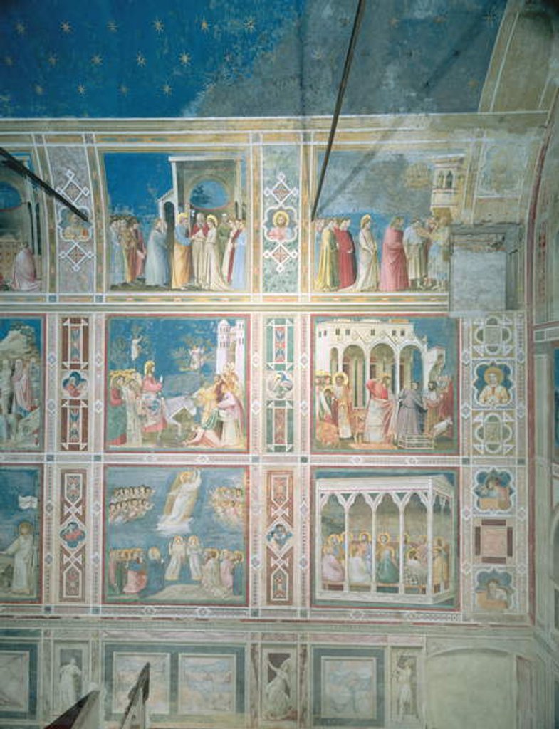 Detail of View of the frescoes on the left wall, c.1303-05 by Giotto (c.1266-1337)