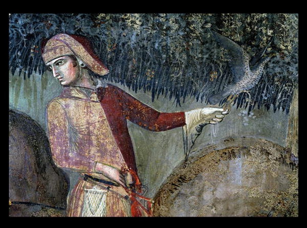 Detail of Effects of Good Government in the Countryside, detail of a falconer, 1388-40 by Ambrogio Lorenzetti