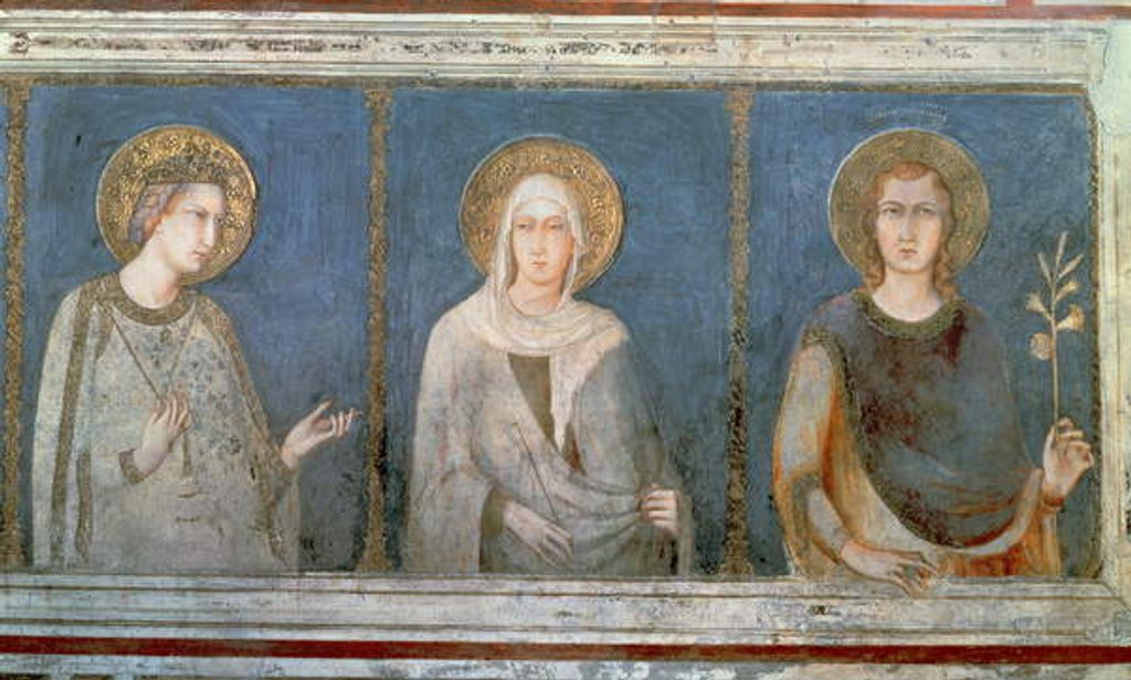 Detail of Five Saints, detail of St. Elisabeth of Hungary, St. Clare and another saint by Simone Martini