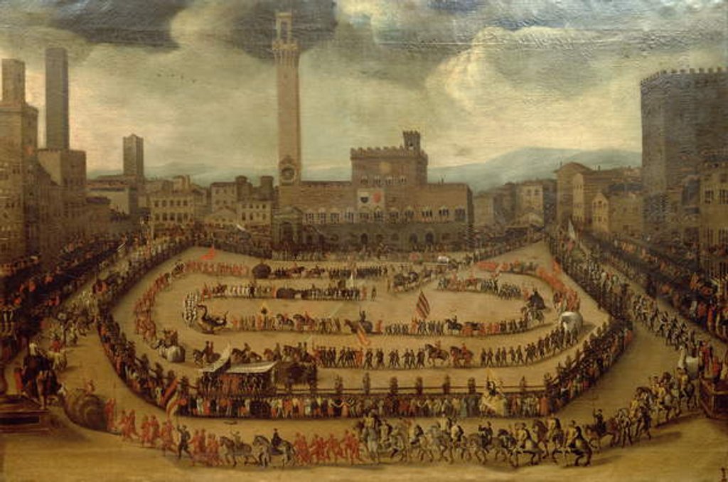 Detail of Parade of the Contrade, Siena by Vincenzo Rustici