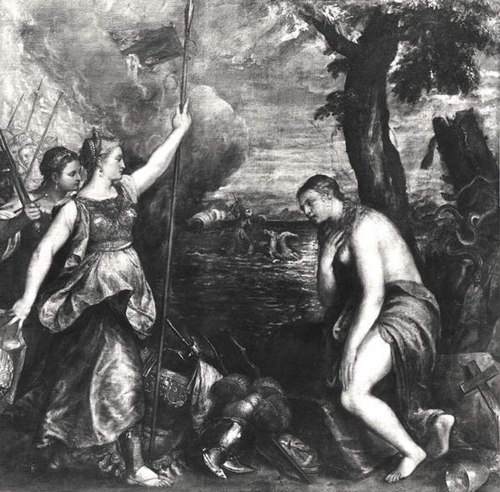Detail of Religion Succoured by Spain, 1572-75 by Titian (c.1488-1576)