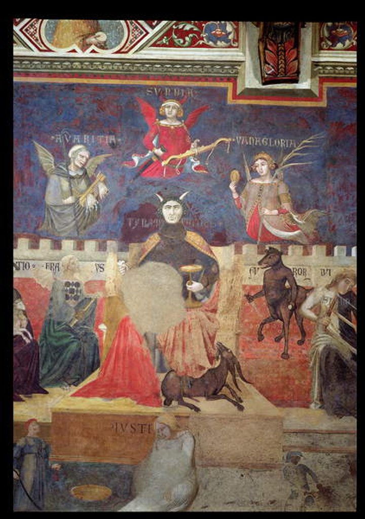 Detail of Allegory of Bad Government, detail of Avarice, Pride, Vanity, Tyranny, Fraud and Anger, 1338-40 by Ambrogio Lorenzetti