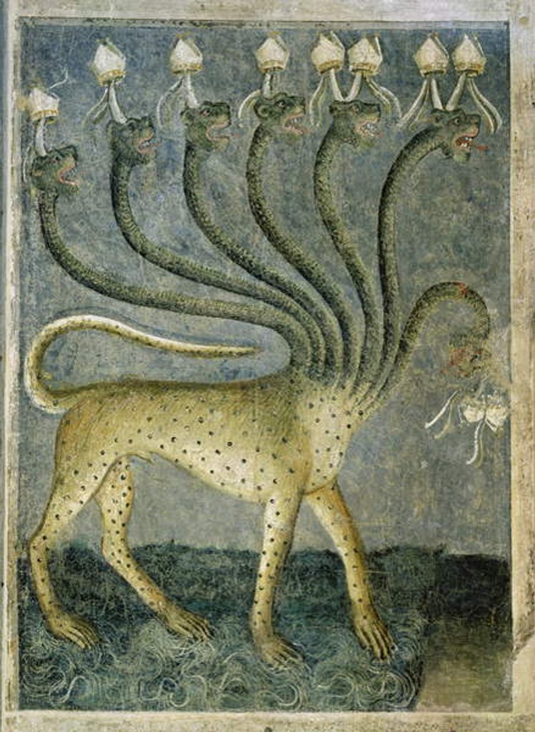 Detail of The seven-headed beast coming from the sea, 1360-70 by Giusto di Giovanni de' Menabuoi