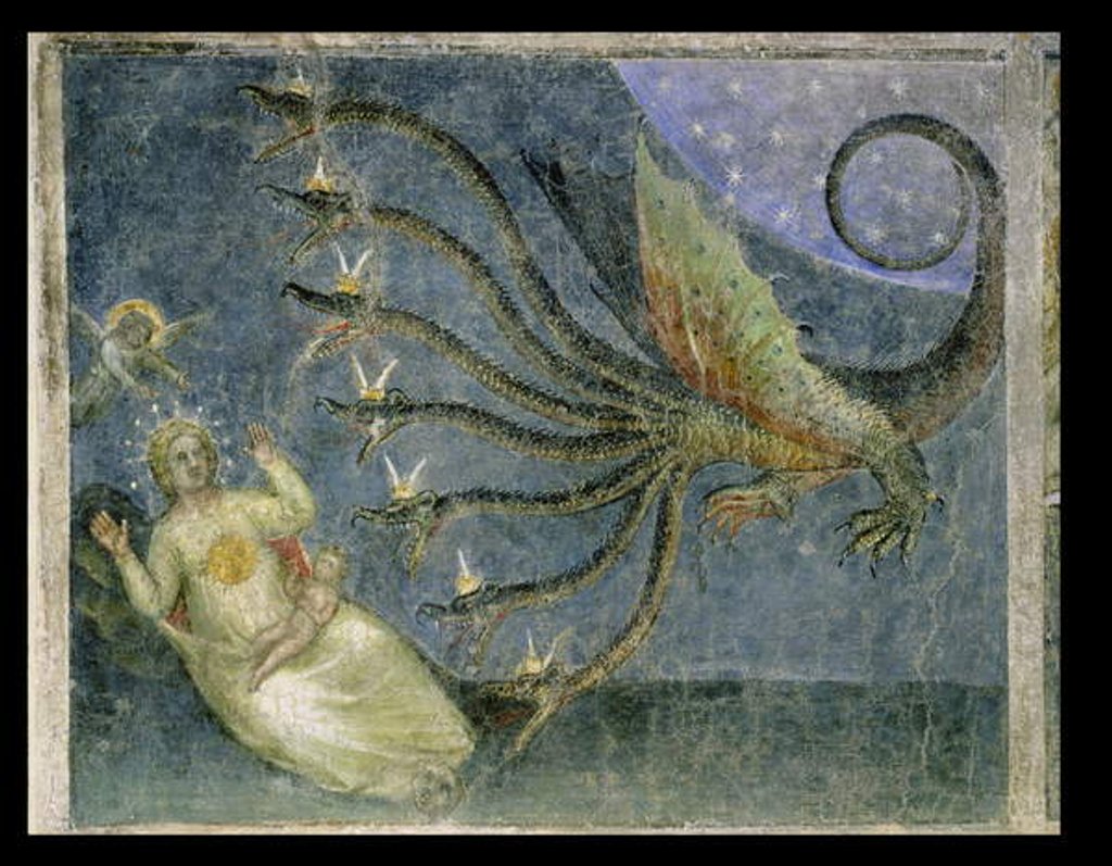 Detail of The woman clothed with the sun and the seven-headed dragon, 1360-70 by Giusto di Giovanni de' Menabuoi