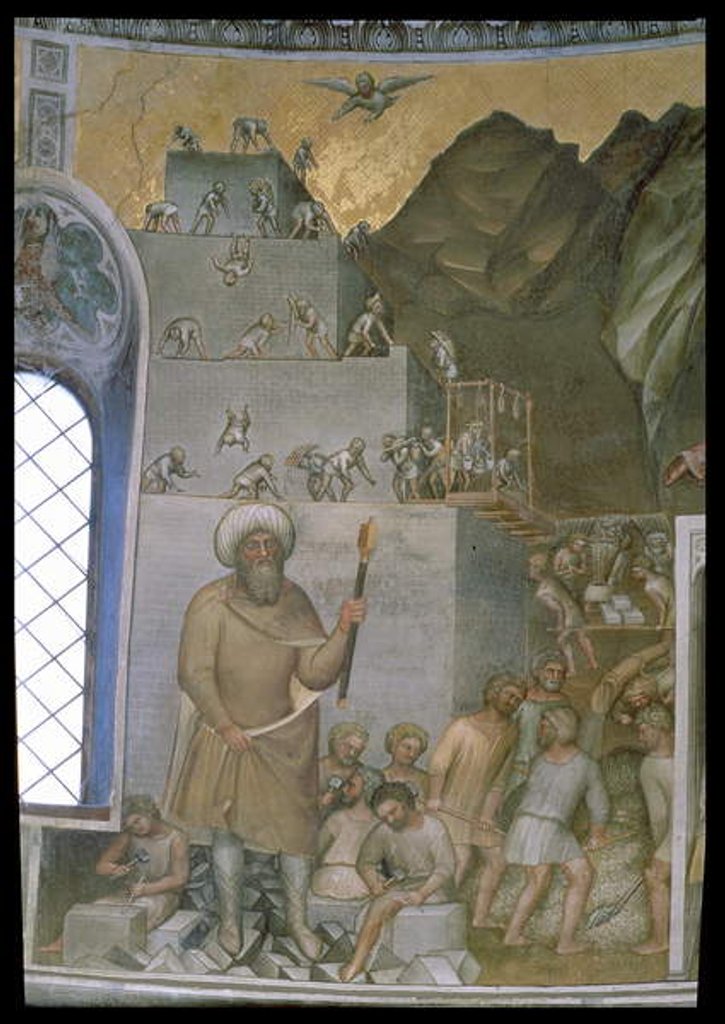 Detail of Construction of the Tower of Babel, 1360-70 by Giusto di Giovanni de' Menabuoi