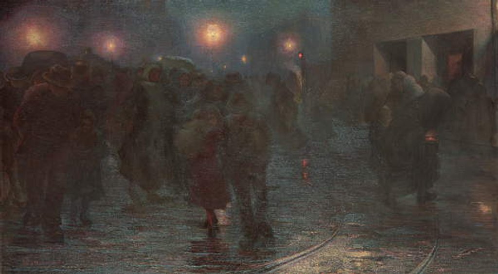Detail of December: The Workers' Dawn, 1897 by Giovanni Sottocornola
