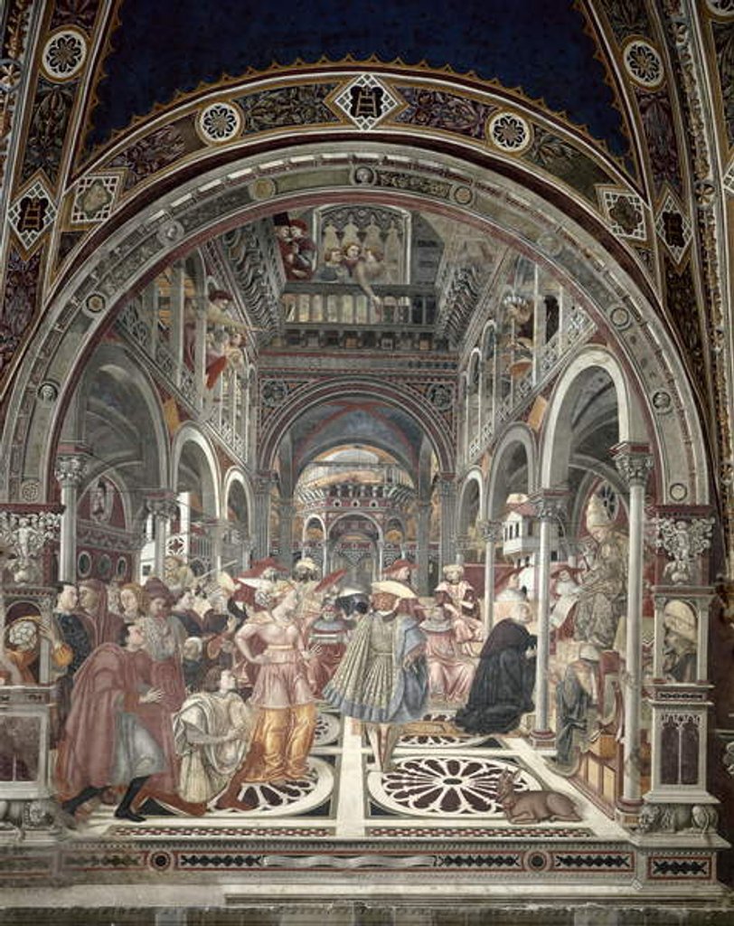 Detail of Pope Celestine III Grants Autonomy to the Hospital of Siena, 1442 by Domenico di Bartolo
