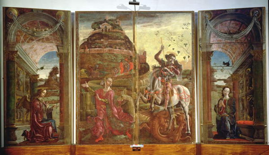 Detail of Polyptych depicting St. George and the Dragon and the Annunciation, 1469 by Cosimo Tura