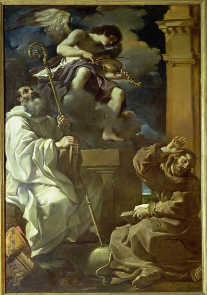Detail of St. Francis in Ecstasy and St. Benedict with an Angel Musician, 1620 by Guercino