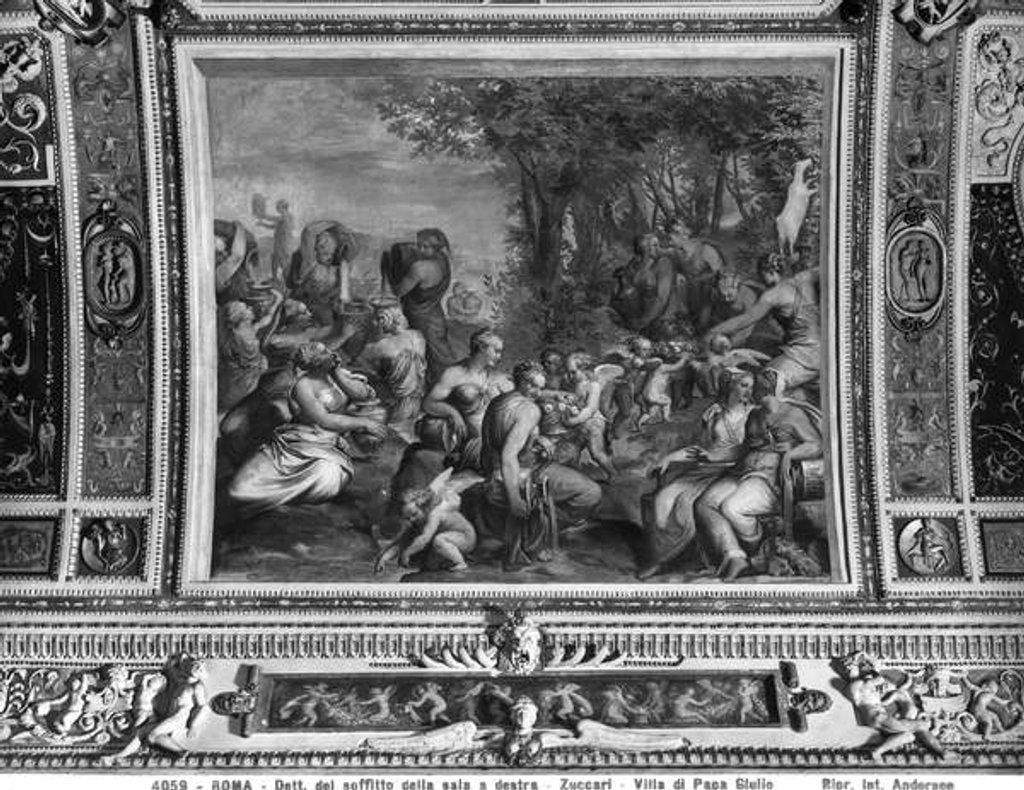 Detail of Scene with nymphs, detail from the ceiling of a Banqueting room, Villa Giulia, Rome by Taddeo Zuccaro