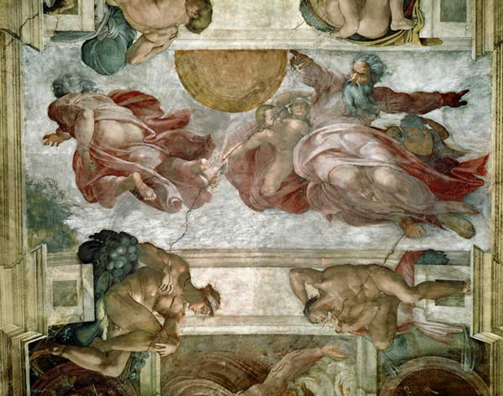 Detail of Sistine Chapel Ceiling: Creation of the Sun and Moon, 1508-12 by Michelangelo Buonarroti
