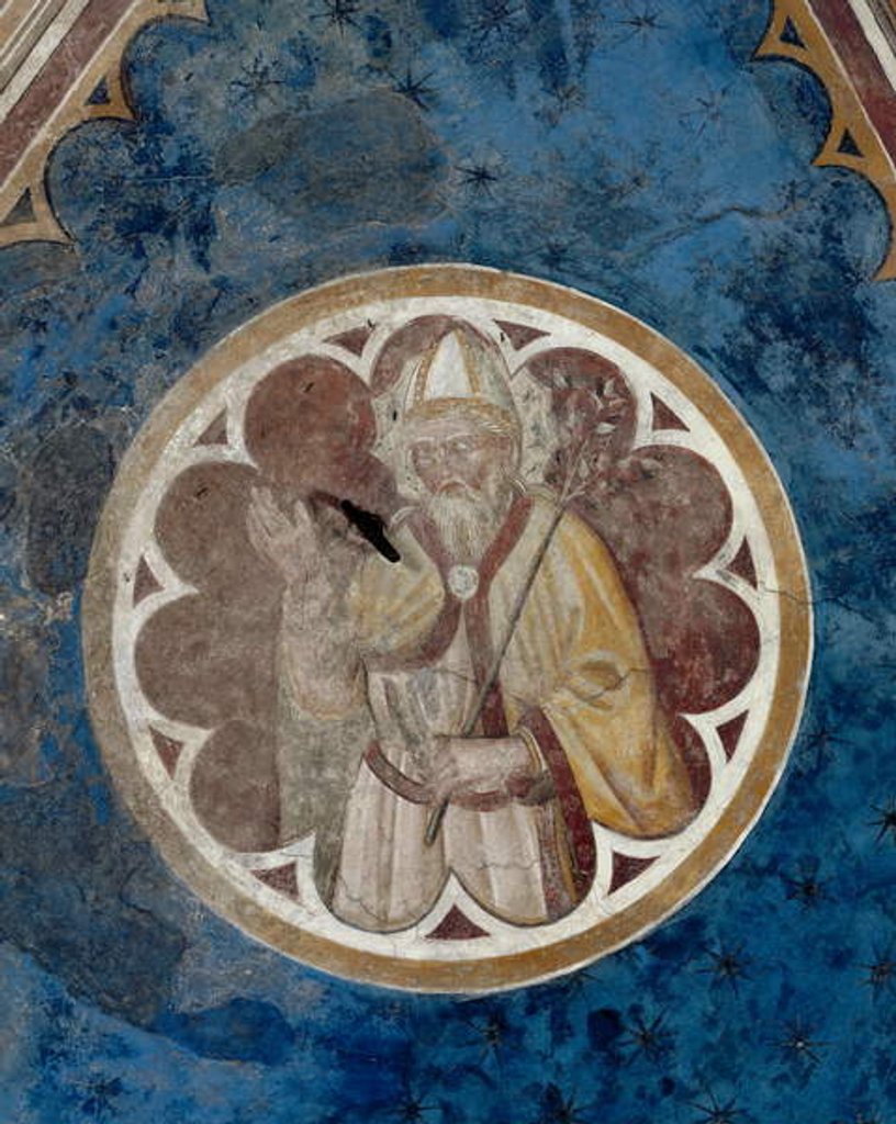 Detail of A Bishop saint, detail of the fourth span of the ceiling by Agostino di Marsiglio