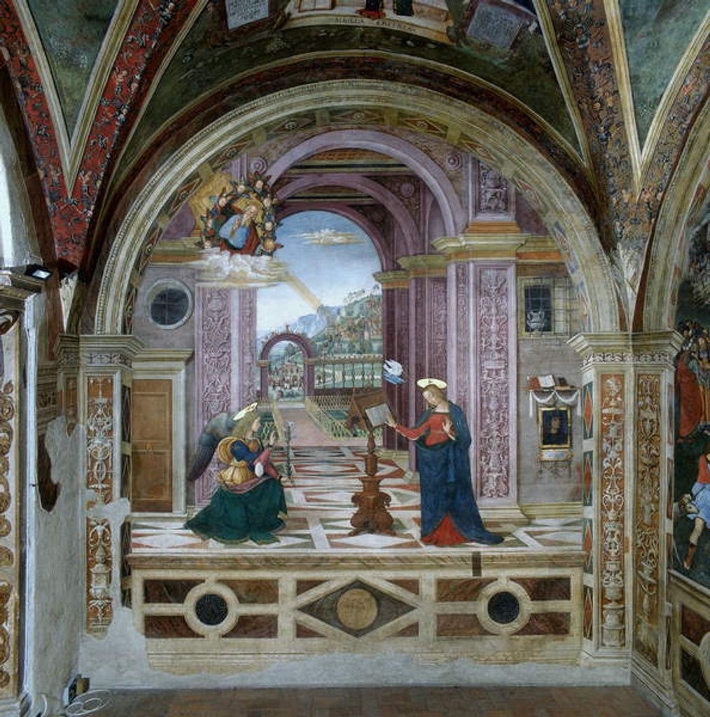 Detail of Annunciation by Bernardino di Betto Pinturicchio