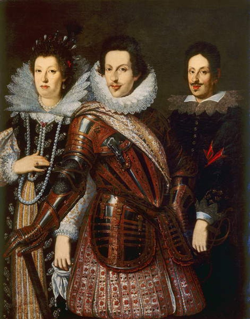Detail of Portrait of Marie Madeleine of Austria, Cosimo II and Ferdinand II de Medici, c.1640 by Justus Sustermans