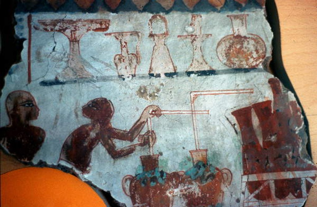 Detail of Fragment of a wall painting originally from Thebes, 1540-1479 BC by Egyptian Egyptian
