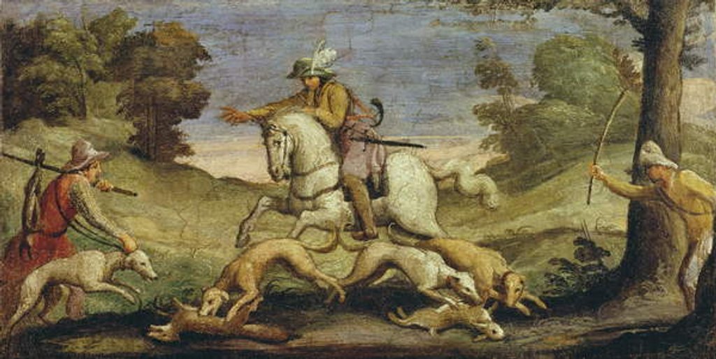 Detail of Hunting Hares, 1615 by Guercino