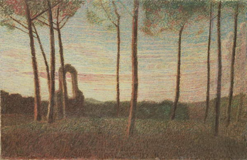 Detail of Landscape of the Villa Borghese, 1906 by Giuseppe Pellizza da Volpedo