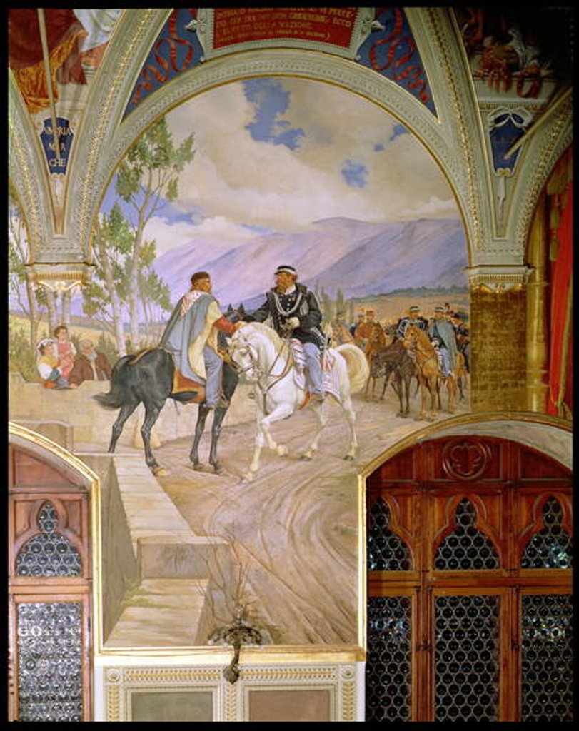 Detail of The Meeting Between Giuseppe Garibaldi and King Vittorio Emmanuele II on the 26th of October 1860 at Teano, Italy, 1886 by Pietro Aldi