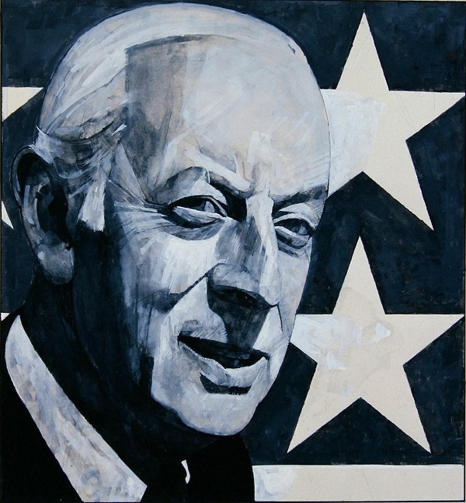 Detail of Portrait of Alistair Cooke by Barry Fantoni