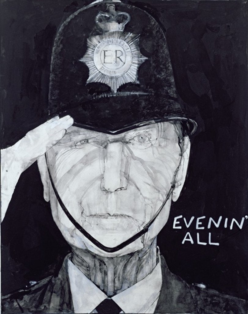 Detail of Portrait of Jack Warner as Dixon of Dock Green by Barry Fantoni