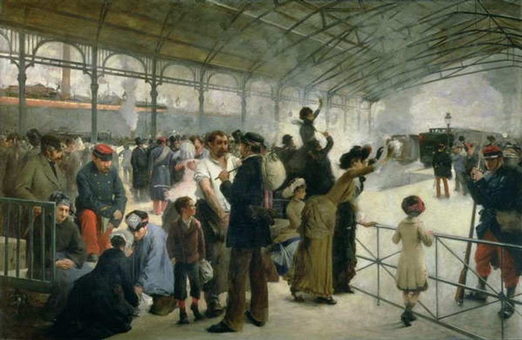 Detail of The Departure, Gare D'Austerlitz, Paris, 1883 by Paul Louis Delance