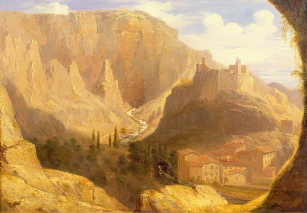 Detail of Hill Town in Italy, 1831 by James Giles