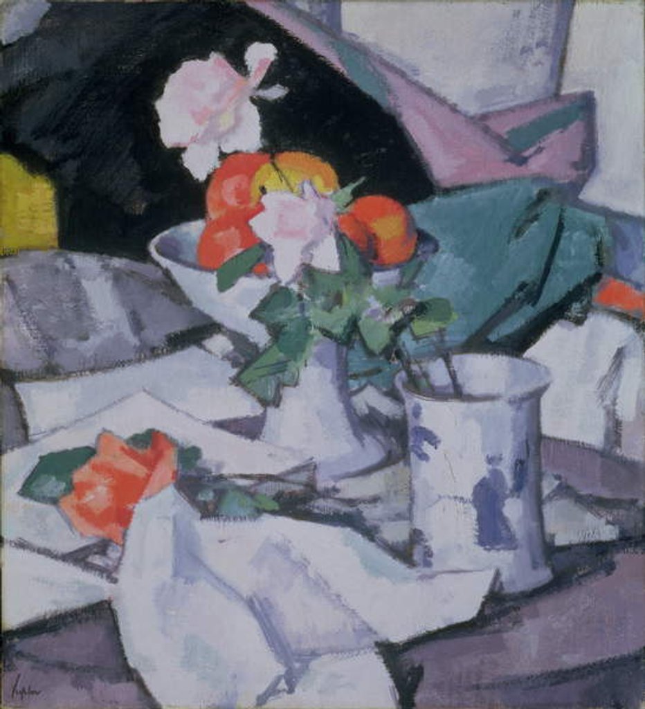 Detail of Still Life, Roses and Chinese Jar by Samuel John Peploe