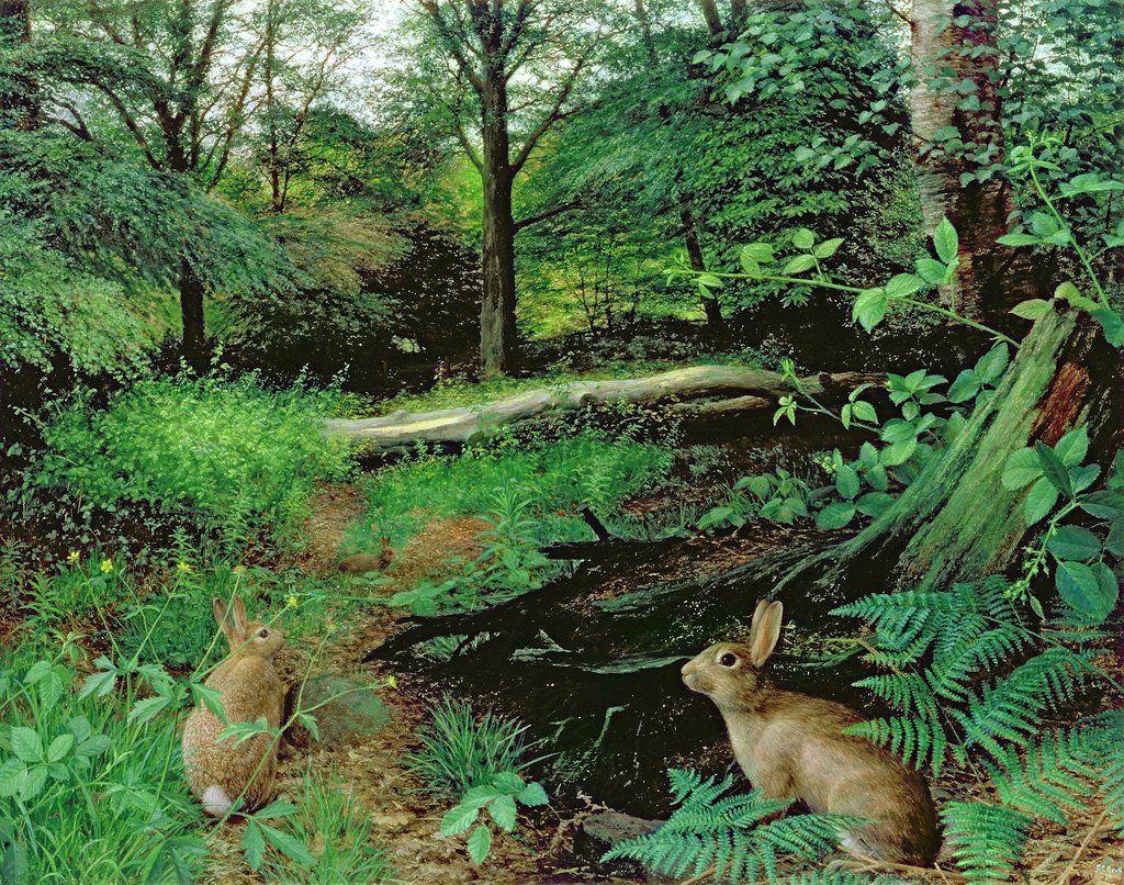 Detail of In the Woods - A Midsummer Evening by Raymond Booth