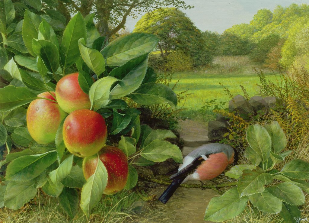 Detail of Katja Apple and Bullfinch, 1999 by Raymond Booth