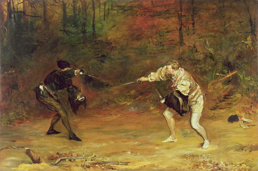 Detail of To the Death: A Sword and Dagger Fight with one Hand Beats Cold Death Aside, and with the other Sends it Back by John Pettie