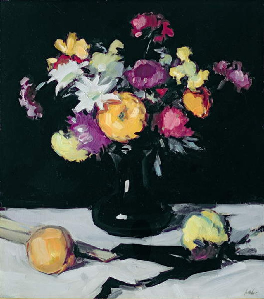 Detail of Still Life with Chrysanthemums against Black, c.1912 by Samuel John Peploe