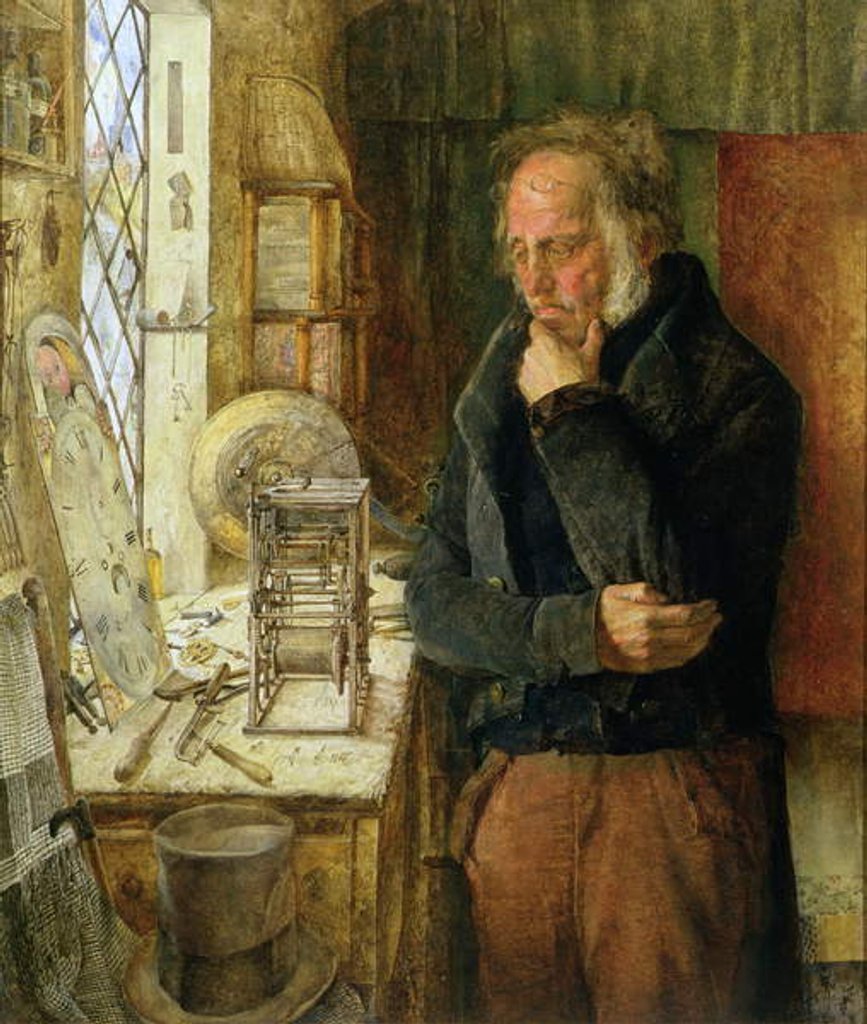 Detail of Our Village Clockmaker Solving a Problem, c.1859 by James Campbell
