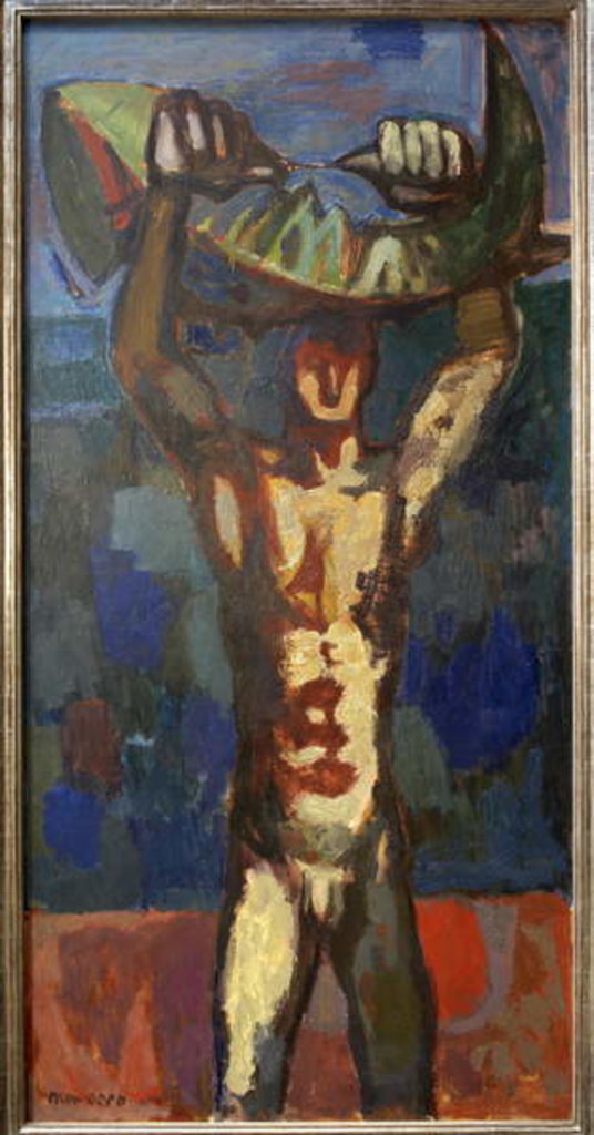 Detail of Sicilian Fisherman, 1960 by Alberto Morrocco