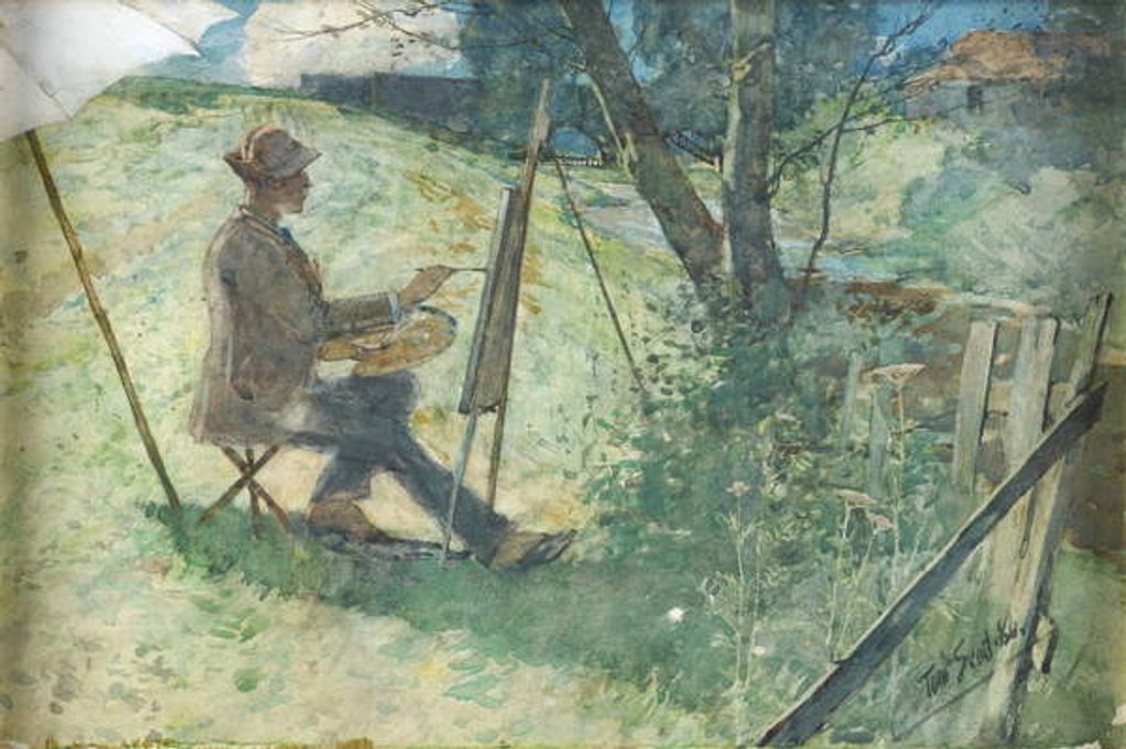 Detail of Artist Painting by a Burn, 1886 by Tom Scott