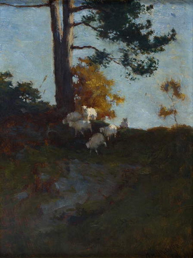 Detail of Hillside with Sheep by Charles Hodge Mackie