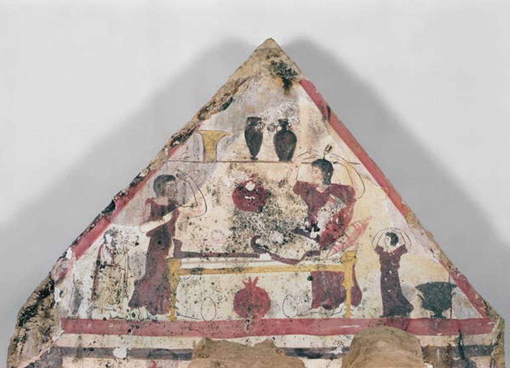 Detail of Scene of offering to the deceased by Etruscan