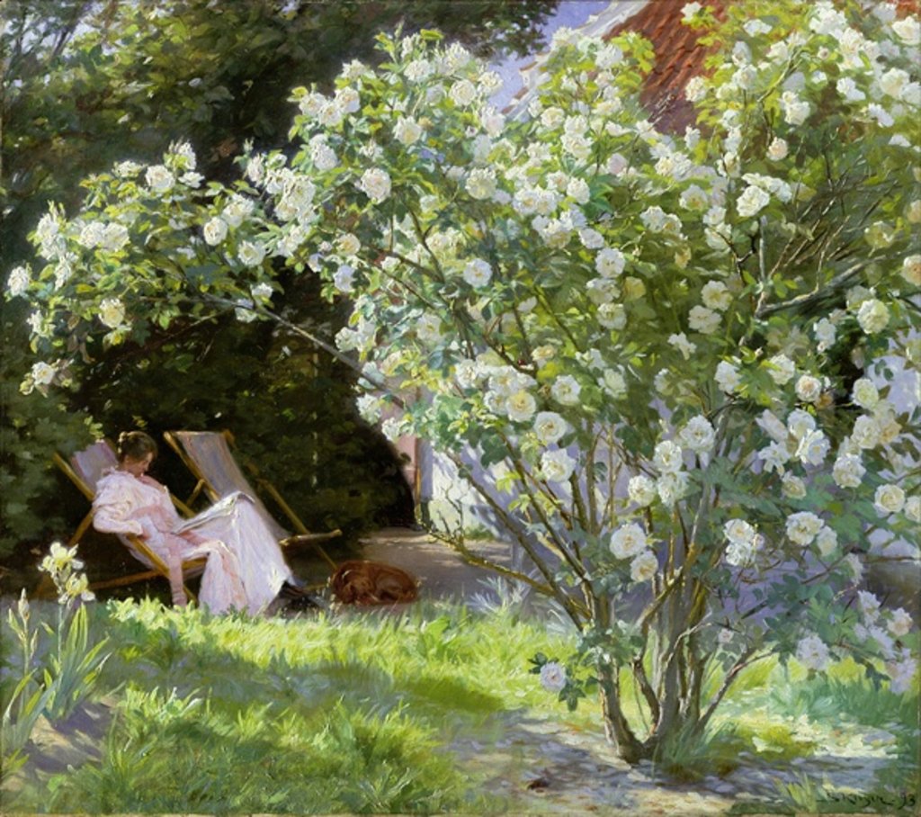 Detail of Roses, or The Artist's Wife in the Garden at Skagen, 1883 by Peder Severin Kroyer